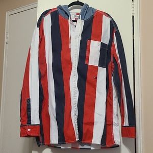 Men's Tommy Hilfiger Button Down with denim hoodie